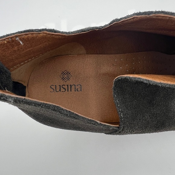 Susina Women’s Carina Lea Olive Suede Open Toe Heel Booties - Size 10 - Picture 9 of 11